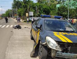 Brukkk! Mobil Patroli Polres Bogor Seruduk Lima Orang Pengguna Jalan dan Motor