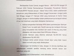Camat Jonggol Layangkan Surat Klarifikasi ke Kades Jonggol Terkait Pengarahan Pembelanjaan BPNT