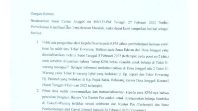 Waduh! Kades Jonggol Akui Berikan Pengarahan Kepada KPM Dalam Surat Balasan Klarifikasinya