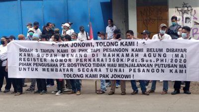 Ratusan Buruh Korban PHK Geruduk PT Bostinco Tuntut Bayar Uang Pesangon dan Minta Jokowi Turun Tangan