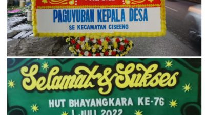 Pemcam Ciseeng Kirim Karangan Bunga HUT Polri Sebagai Tanda Apresiasi dan Sinergi