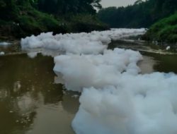 Sungai Cileungsi Dipenuhi Busa, Warga Minta Intansi Terkait Turun Tangan