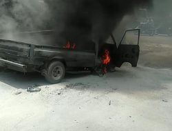 Korsleting Listrik, Mobil Pick Up Terbakar di SPBU Menan Jonggol