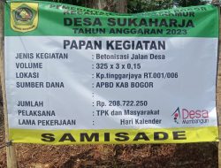 Waduh, Betonisasi Samisade Desa Sukaharja Diduga di Mark Up