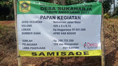 Waduh, Betonisasi Samisade Desa Sukaharja Diduga di Mark Up
