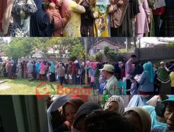 Ratusan Emak-emak Desa Cinangka Ciampea Dibuat Antri Berjam-jam Saat Pengambilan Bansos Beras