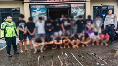 Janjian di IG, 19 Pelajar Hendak Tawuran Pakai Sajam Berhasil Diamankan Polsek Gunung Putri