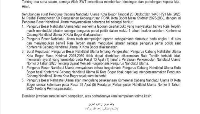 Hasil Konfercab Ke-IX PCNU Kota Bogor Dibatalkan PBNU